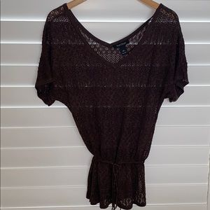 White House Black Market sheer brown top xs